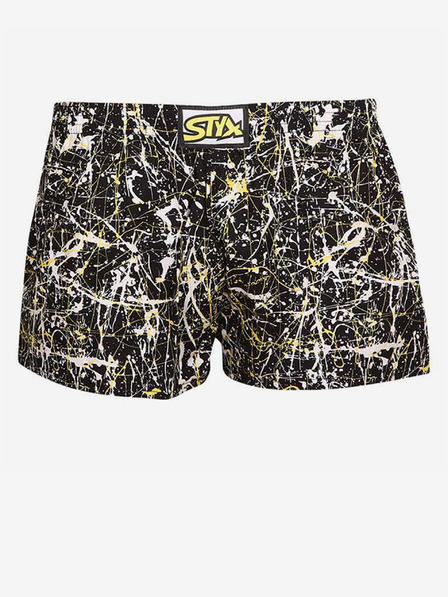 Styx Bele in črne fantovske hlače z vzorcem Styx art Jáchym