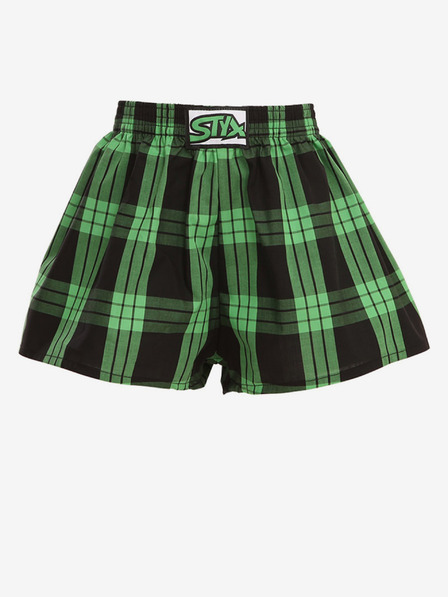 Styx Črne in zelene fantovske kariraste hlače Styx
