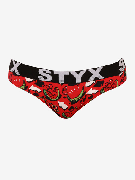 Styx Črno-rdeče vzorčaste ženske tangice Styx art Melouny