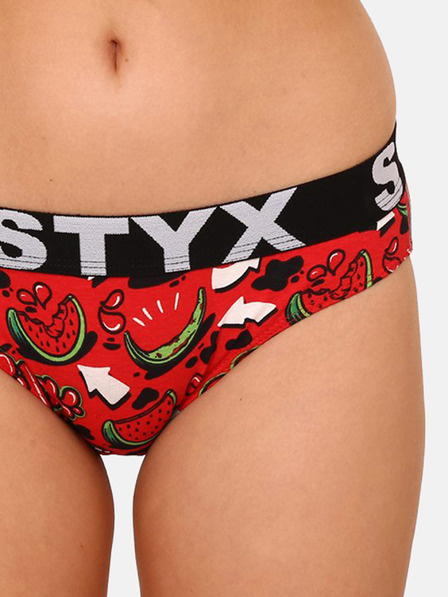 Styx Črno-rdeče vzorčaste ženske tangice Styx art Melouny