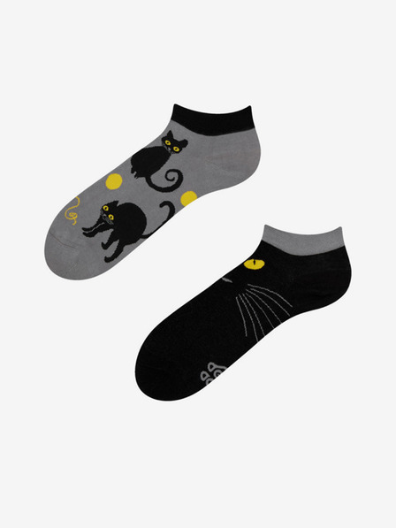 Dedoles Črne in sive unisex nogavice za gležnje Dedoles Cats