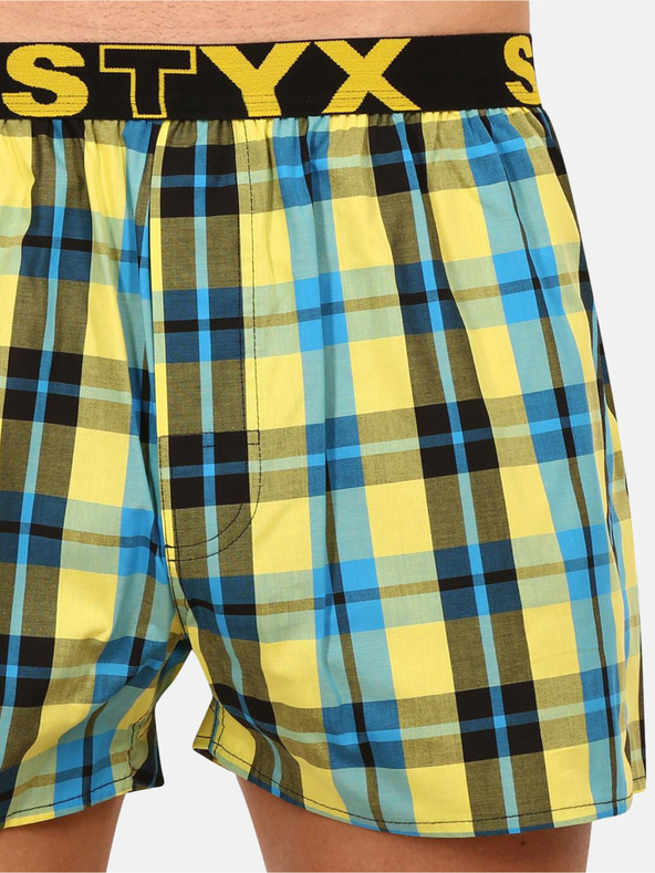 Styx Modro-rumene moške kariraste kratke hlače Styx