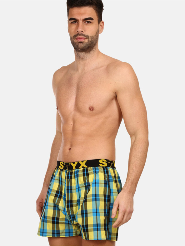 Styx Modro-rumene moške kariraste kratke hlače Styx