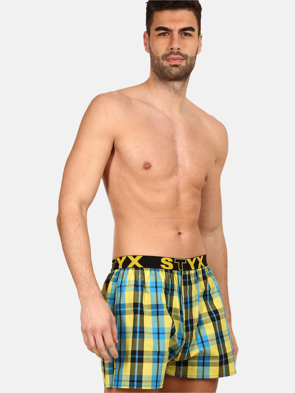 Styx Modro-rumene moške kariraste kratke hlače Styx