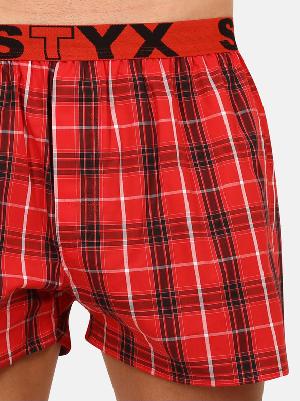 Styx Styx rdeče moške kariraste kratke hlače