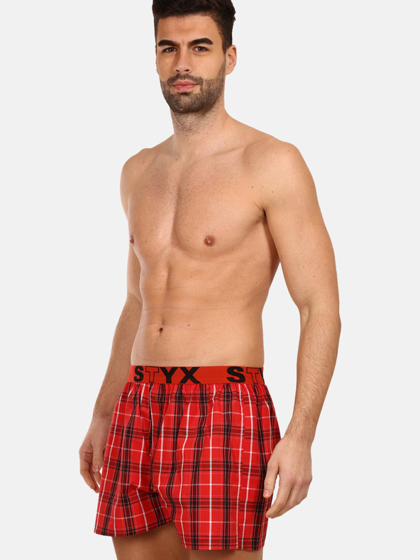 Styx Styx rdeče moške kariraste kratke hlače