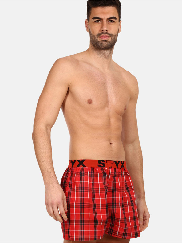 Styx Styx rdeče moške kariraste kratke hlače