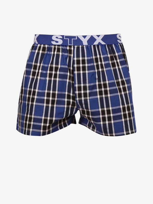 Styx Črno-modre moške kariraste kratke hlače Styx