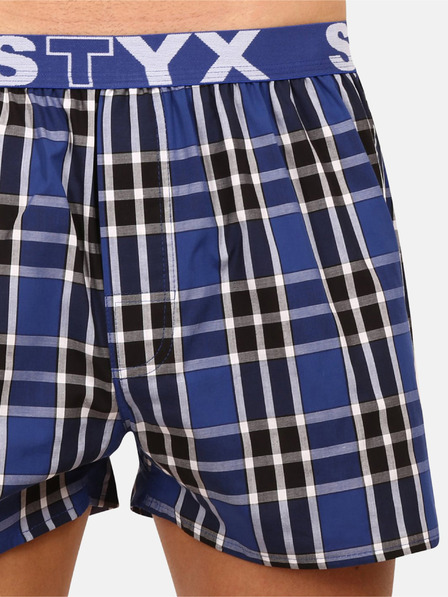 Styx Črno-modre moške kariraste kratke hlače Styx