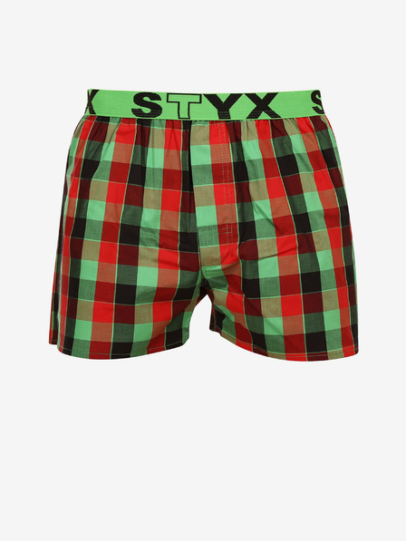 Styx Rdeče in zelene moške kariraste hlače Styx