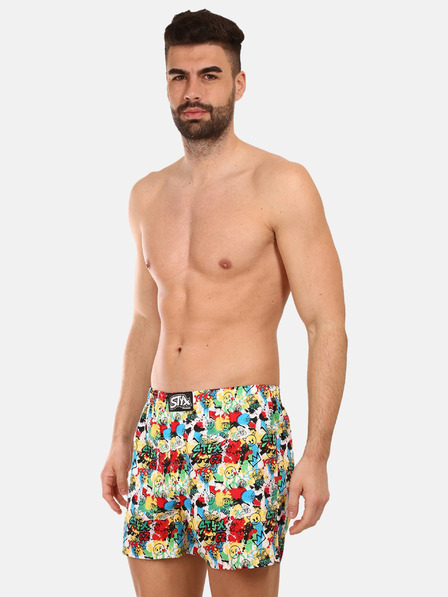 Styx Rumeno-rdeče moške kratke hlače z vzorcem Styx premium art Emoji