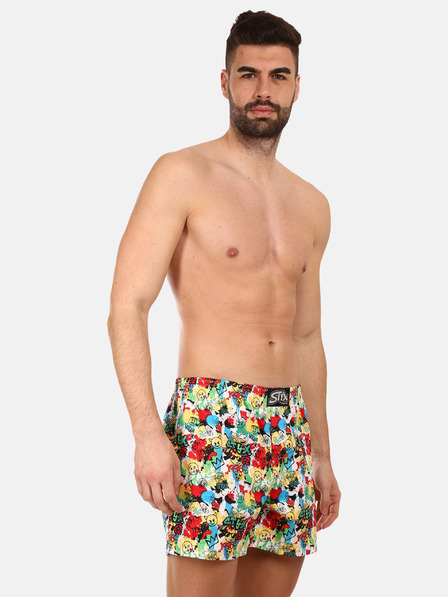 Styx Rumeno-rdeče moške kratke hlače z vzorcem Styx premium art Emoji