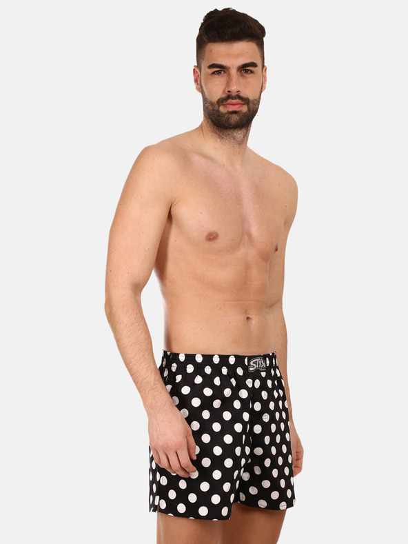 Styx Črne moške kratke hlače Styx premium art Polka dots