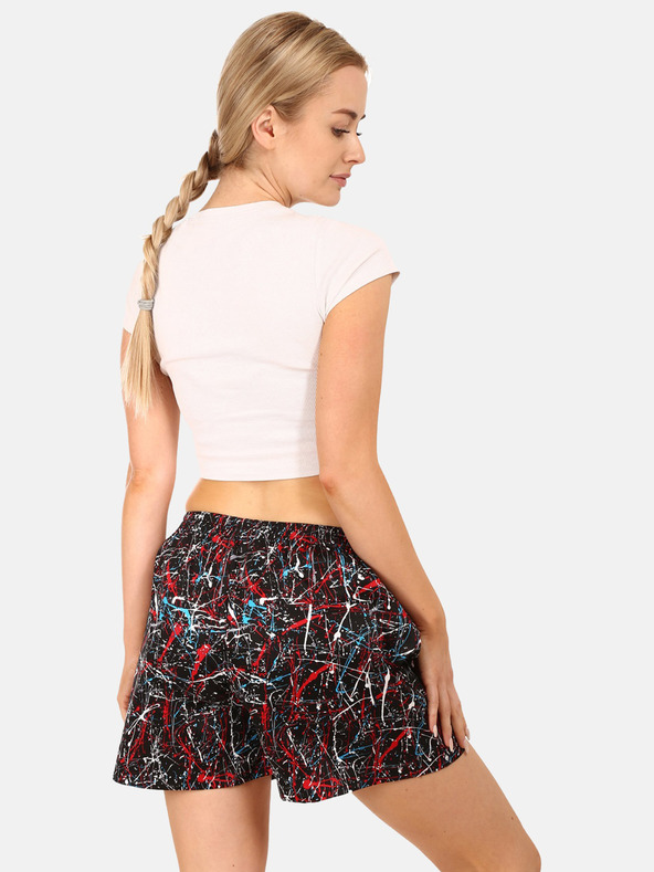 Styx Rdeče in črne ženske kratke hlače za spanje z vzorcem Styx Jáchym