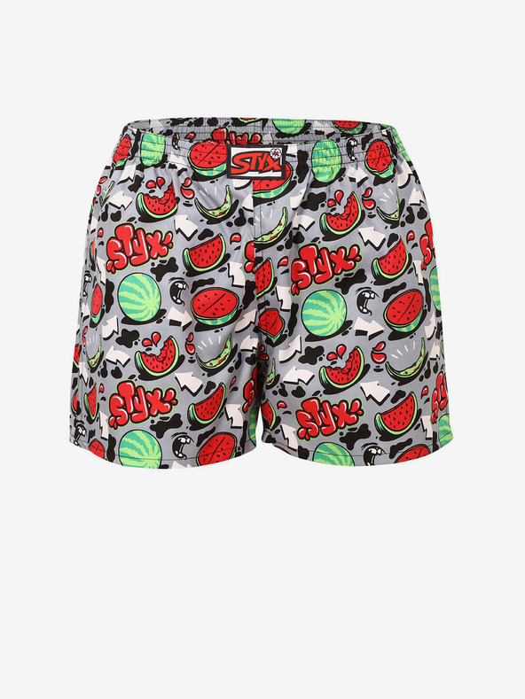 Styx Rdeče in sive vzorčaste ženske kratke hlače za spanje Styx Melons
