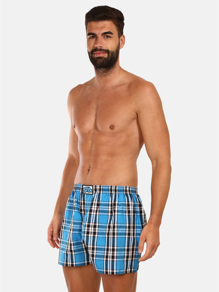 Styx Modre moške kariraste kratke hlače Styx