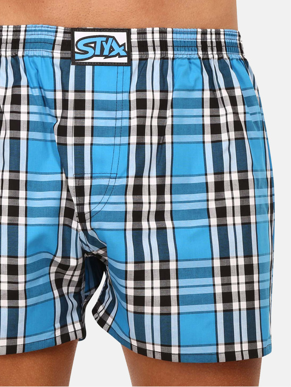 Styx Modre moške kariraste kratke hlače Styx