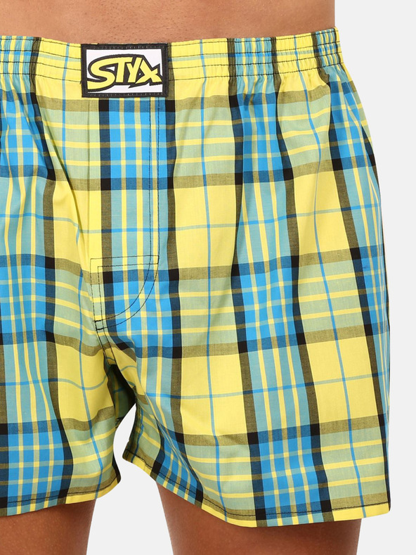 Styx Modro-rumene moške kariraste kratke hlače Styx