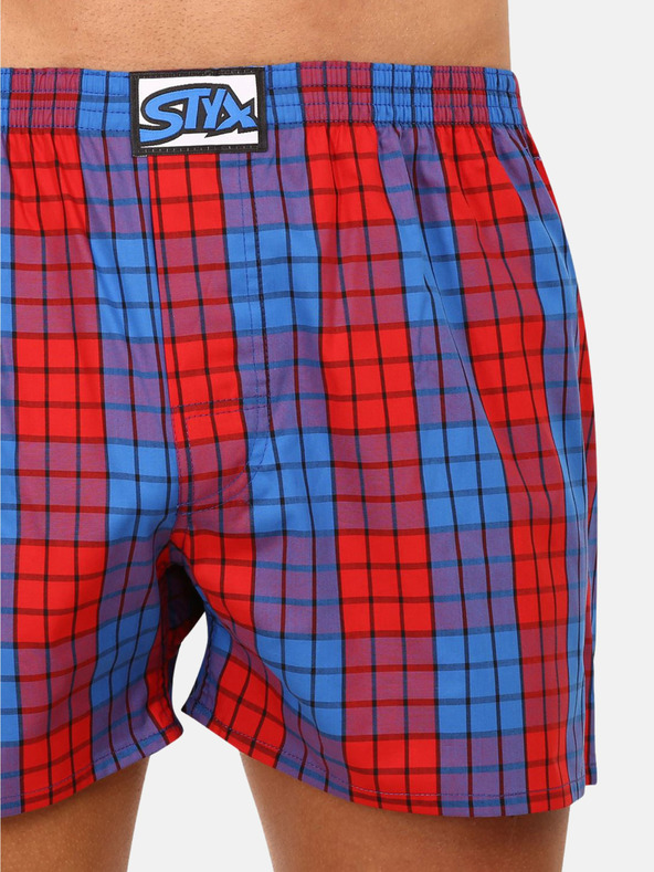 Styx Rdeče in modre moške kariraste hlače Styx