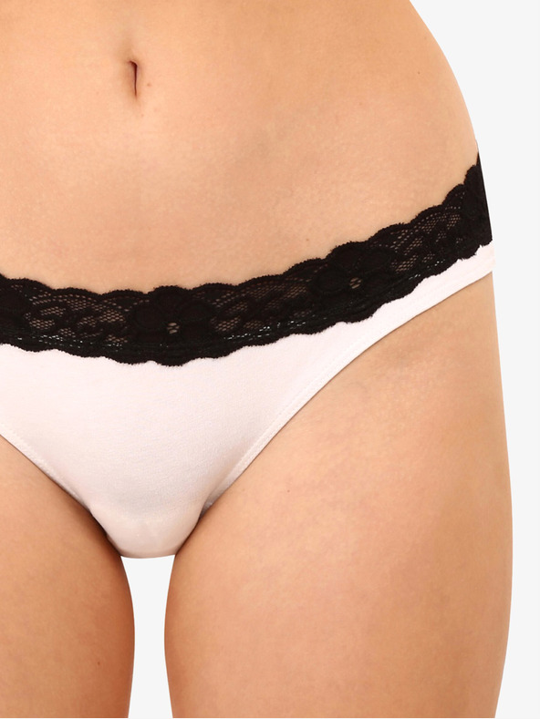 Styx Črno-bele ženske hlačke s čipko Styx