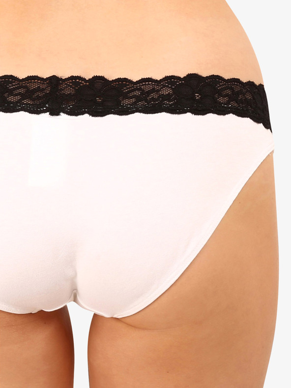 Styx Črno-bele ženske hlačke s čipko Styx