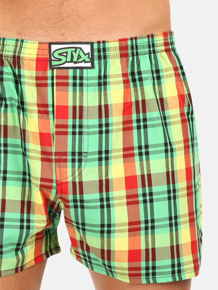 Styx Rumeno-zelene moške kariraste kratke hlače Styx