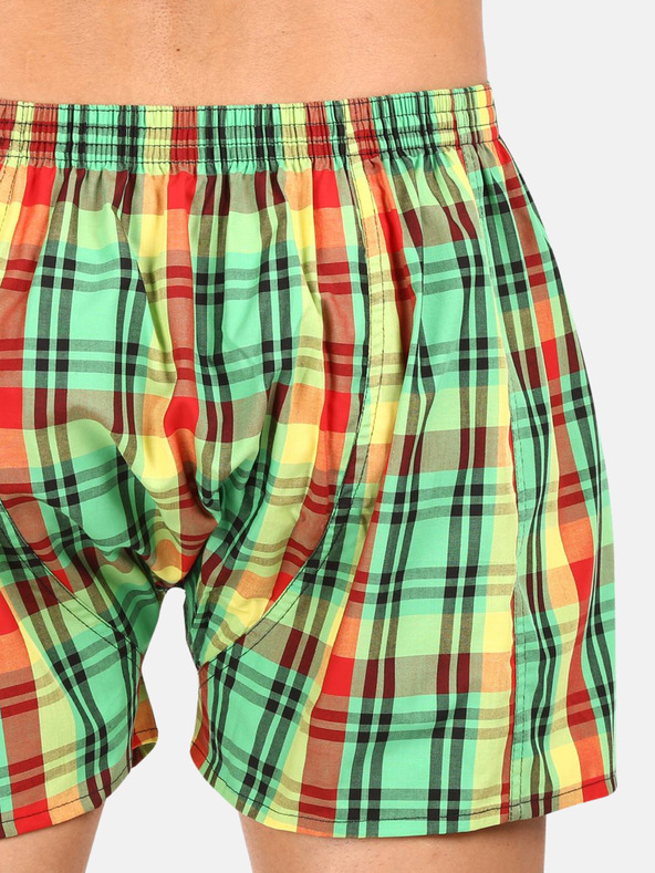 Styx Rumeno-zelene moške kariraste kratke hlače Styx