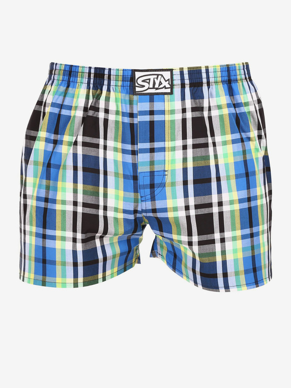 Styx Zeleno-modre moške kariraste kratke hlače Styx