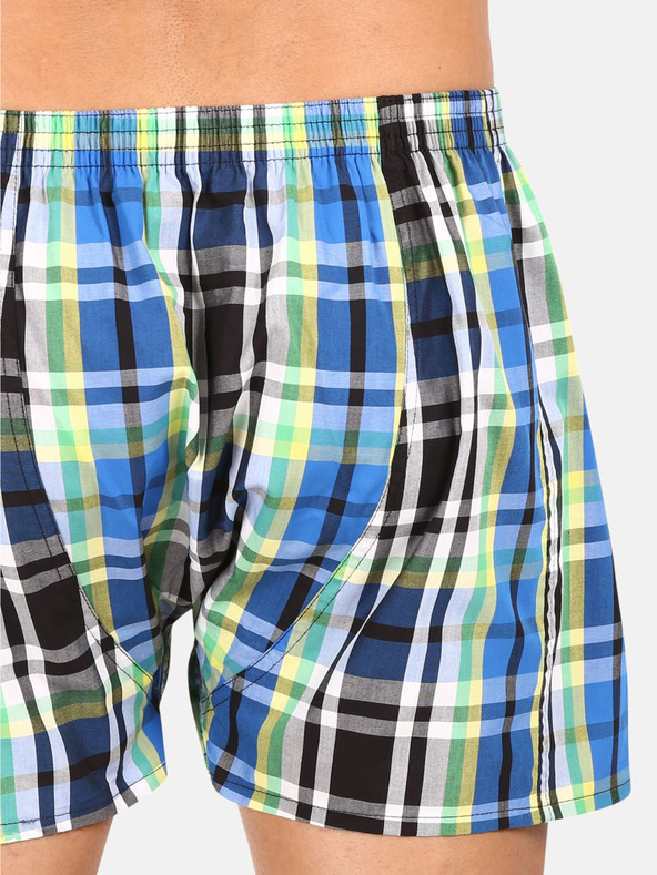 Styx Zeleno-modre moške kariraste kratke hlače Styx