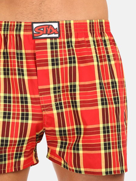 Styx Rumeno-rdeče moške kariraste hlače Styx