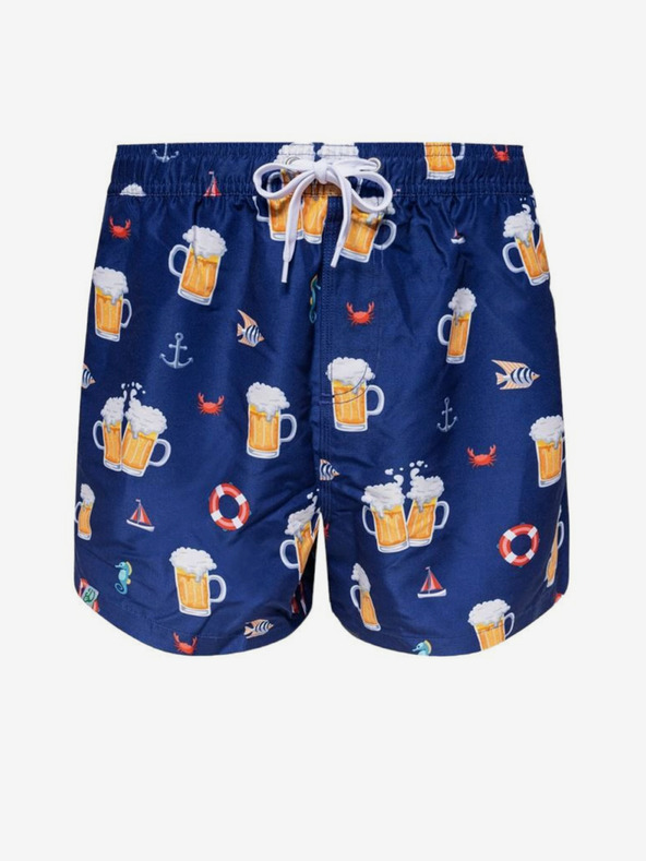 Dedoles Temno modre vzorčaste moške kopalke Dedoles Pivo in čoln