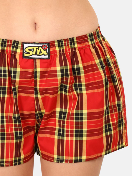 Styx Rumeno-rdeče ženske kariraste kratke hlače Styx