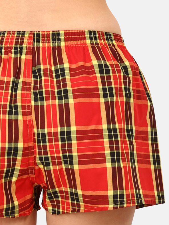 Styx Rumeno-rdeče ženske kariraste kratke hlače Styx
