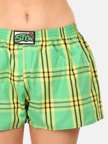 Styx Rumeno-zelene ženske kariraste kratke hlače Styx