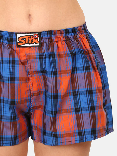 Styx Oranžno-modre ženske kariraste hlače Styx
