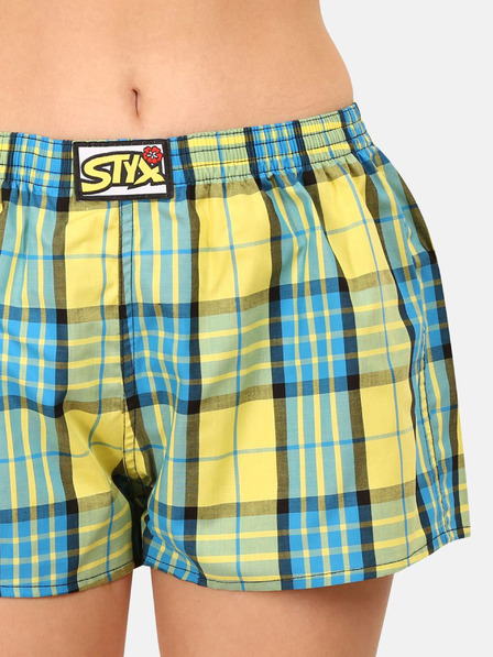 Styx Modre in rumene ženske kariraste hlače Styx