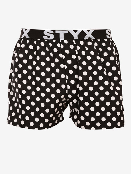 Styx Črno-bele moške kratke hlače s pikami Styx Polka dots