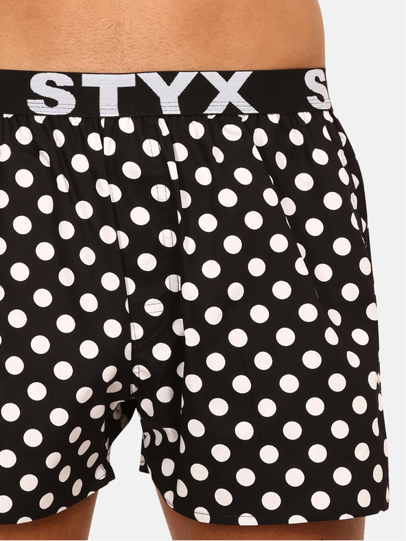Styx Črno-bele moške kratke hlače s pikami Styx Polka dots