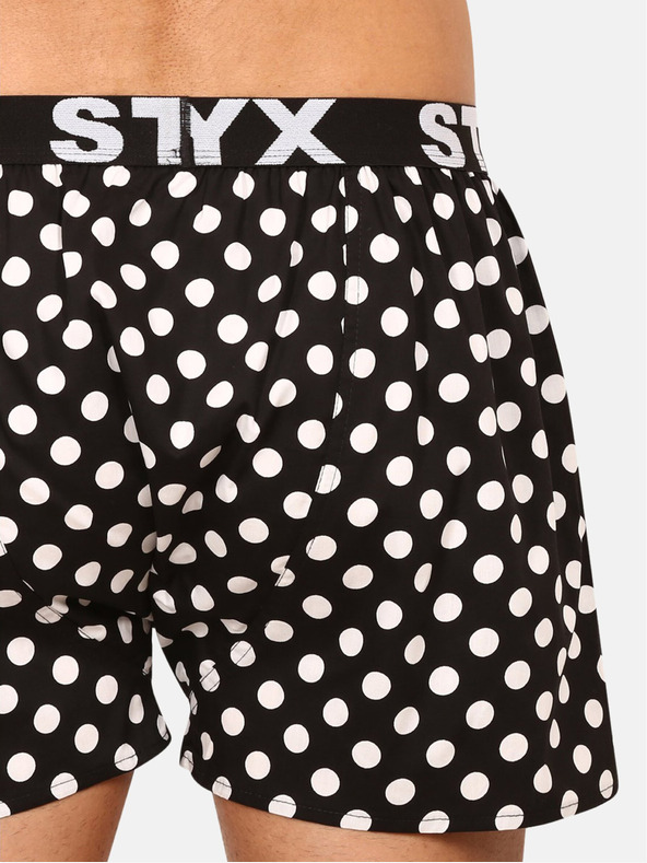 Styx Črno-bele moške kratke hlače s pikami Styx Polka dots