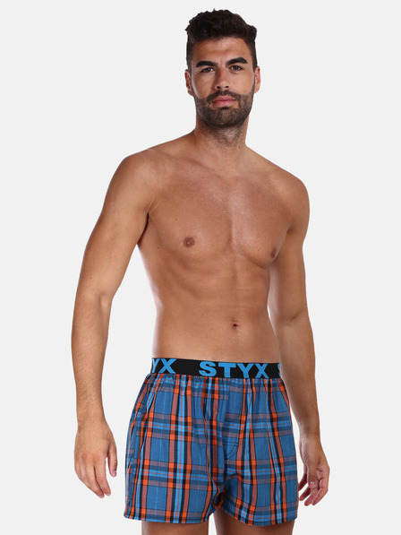 Styx Oranžno-modre moške kariraste hlače Styx