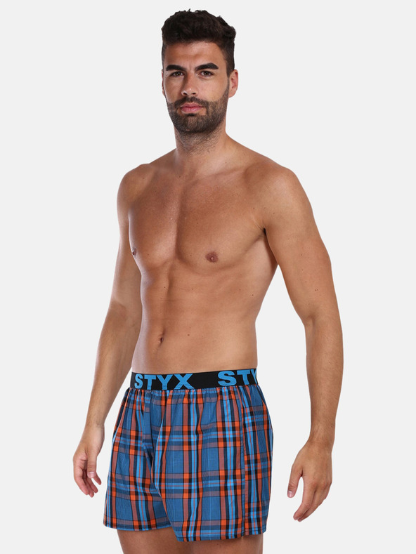Styx Oranžno-modre moške kariraste hlače Styx