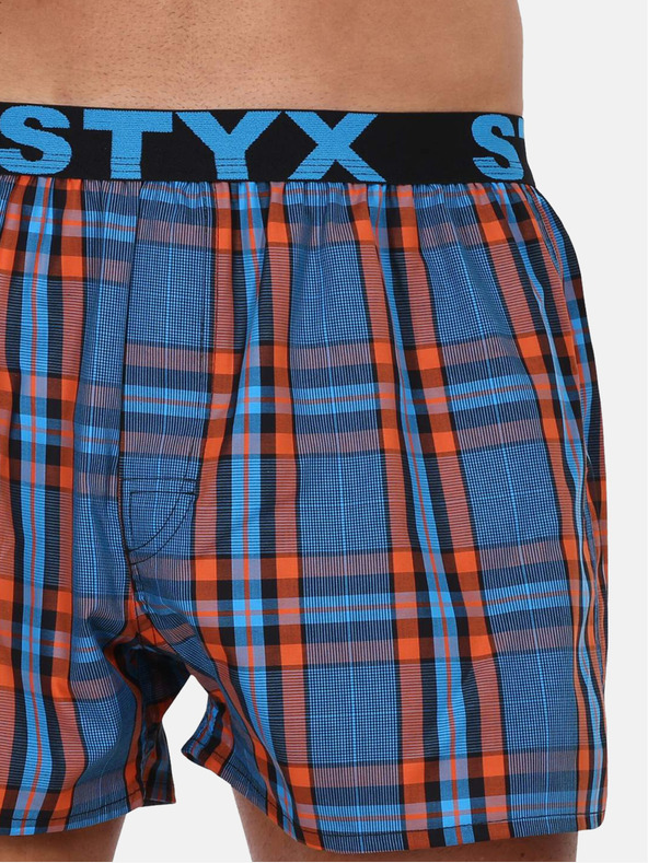 Styx Oranžno-modre moške kariraste hlače Styx