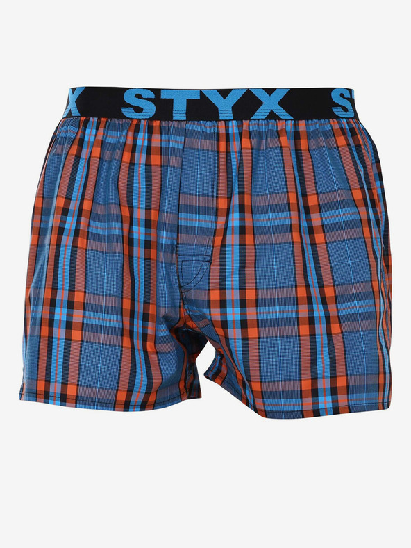 Styx Oranžno-modre moške kariraste hlače Styx