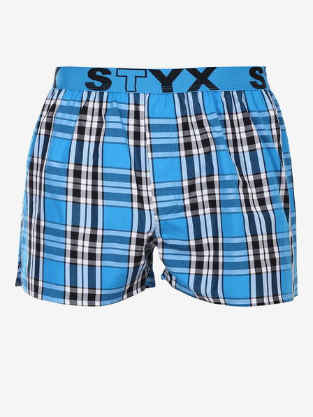 Styx Modre moške kariraste kratke hlače Styx