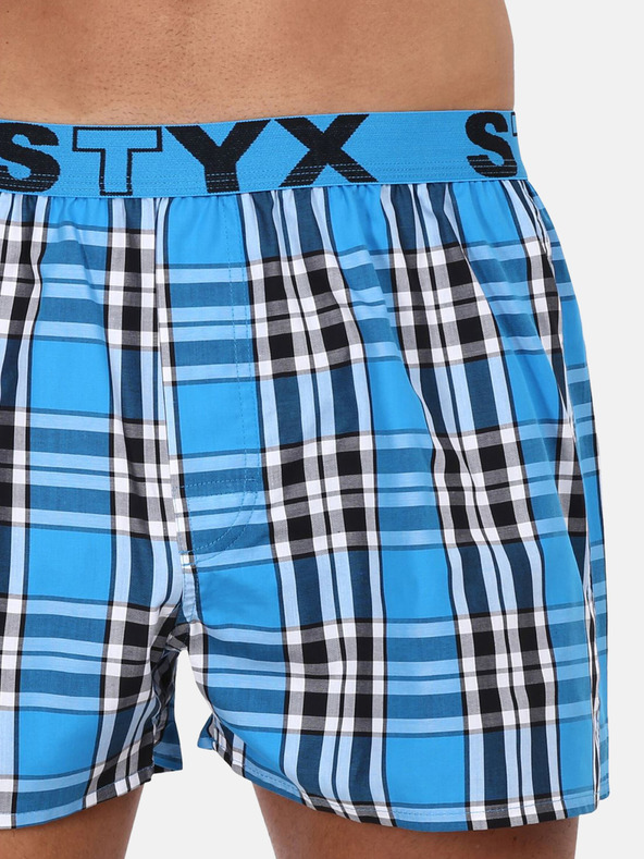 Styx Modre moške kariraste kratke hlače Styx