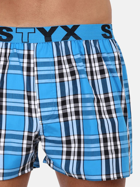 Styx Modre moške kariraste kratke hlače Styx