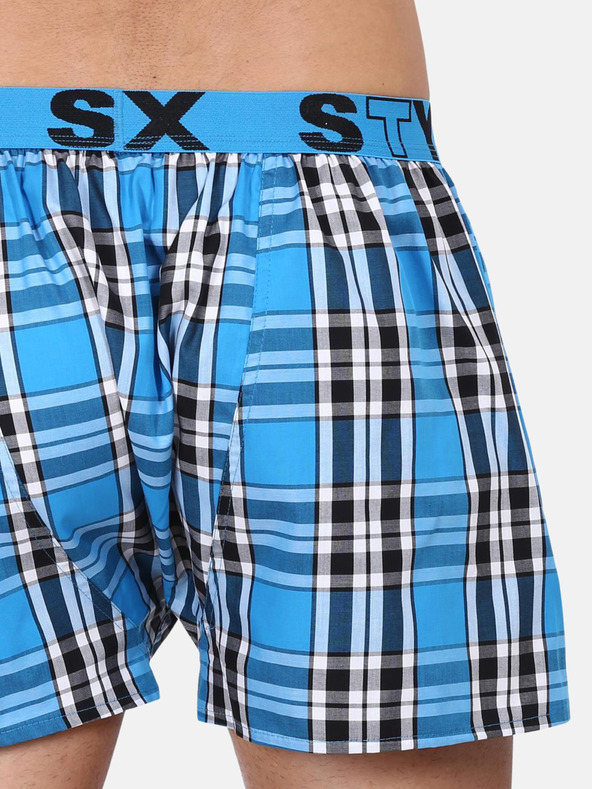 Styx Modre moške kariraste kratke hlače Styx