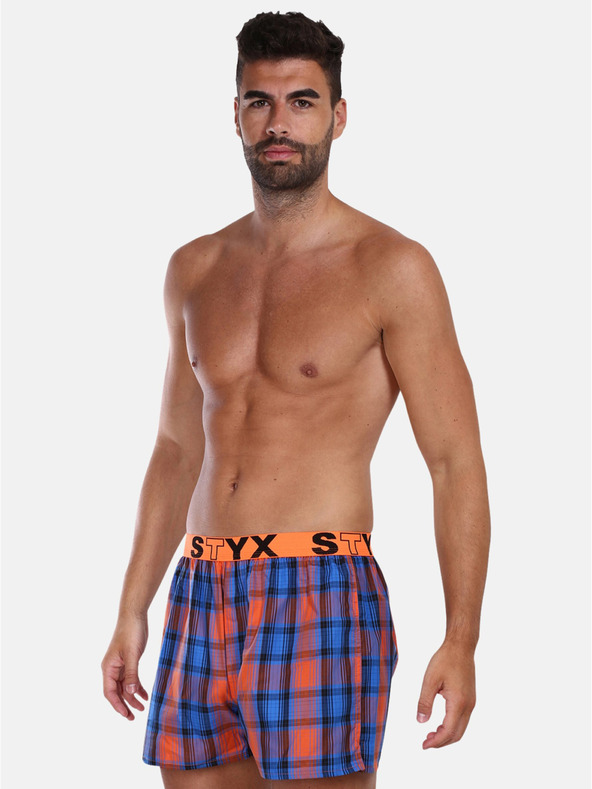 Styx Oranžno-modre moške kariraste hlače Styx