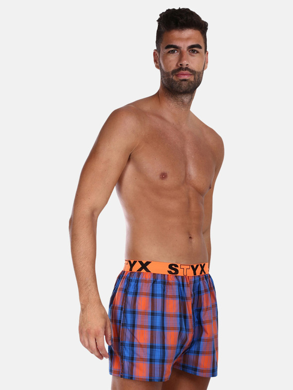 Styx Oranžno-modre moške kariraste hlače Styx