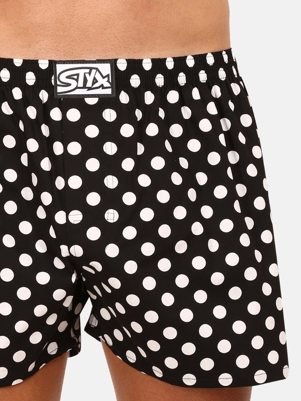 Styx Črno-bele moške kratke hlače s pikami Styx Polka dots
